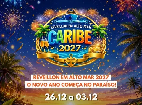 Arte oficial do Réveillon em Alto-Mar no Caribe 2027